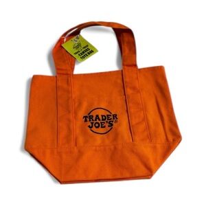 Trader Joe's ViralOrange Canvas Tote Bag, Embroidered in Black, NWT